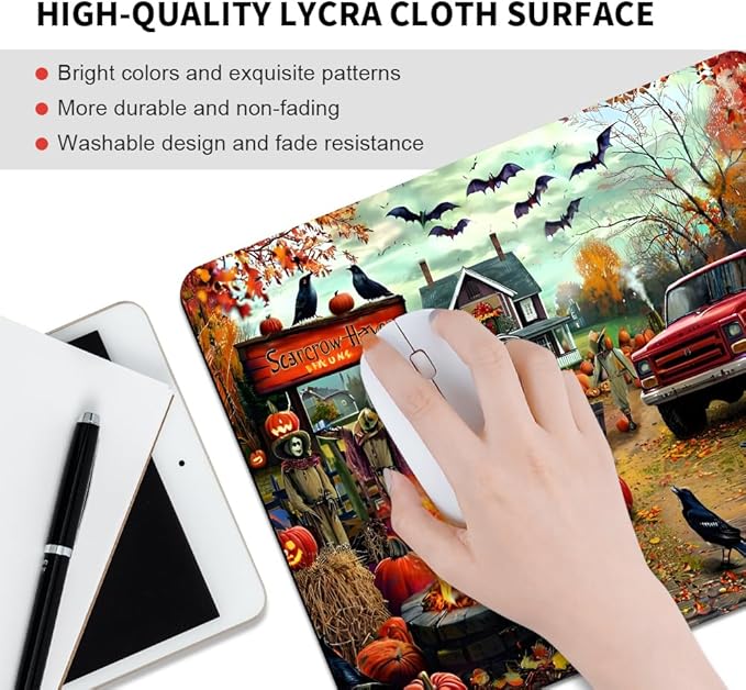 Halloween Pumpkin Lanterns Square Mouse pad, Waterproof, Anti Slip Rubber Base - Image 3