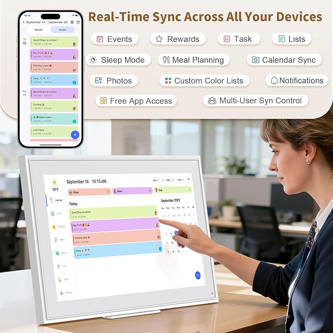 Canupdog 21.5 Inch Digital Calendar, Electronic Planner & Chore Chart - Image 2
