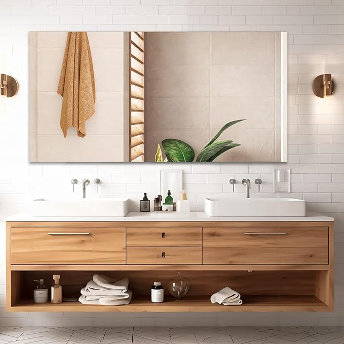 Mirrorons Large Mirror 60" x 28", Modern Rectangle Bathroom Mirror - Image 3