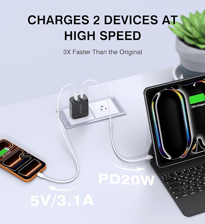 60W USB C Wall Charger Block, 5-Port C Charger Fast Charging Block PD Power - Image 6