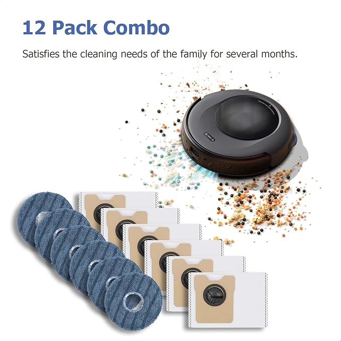 12 Pack Replacement Parts Dust Bags Mop Pads - Image 3