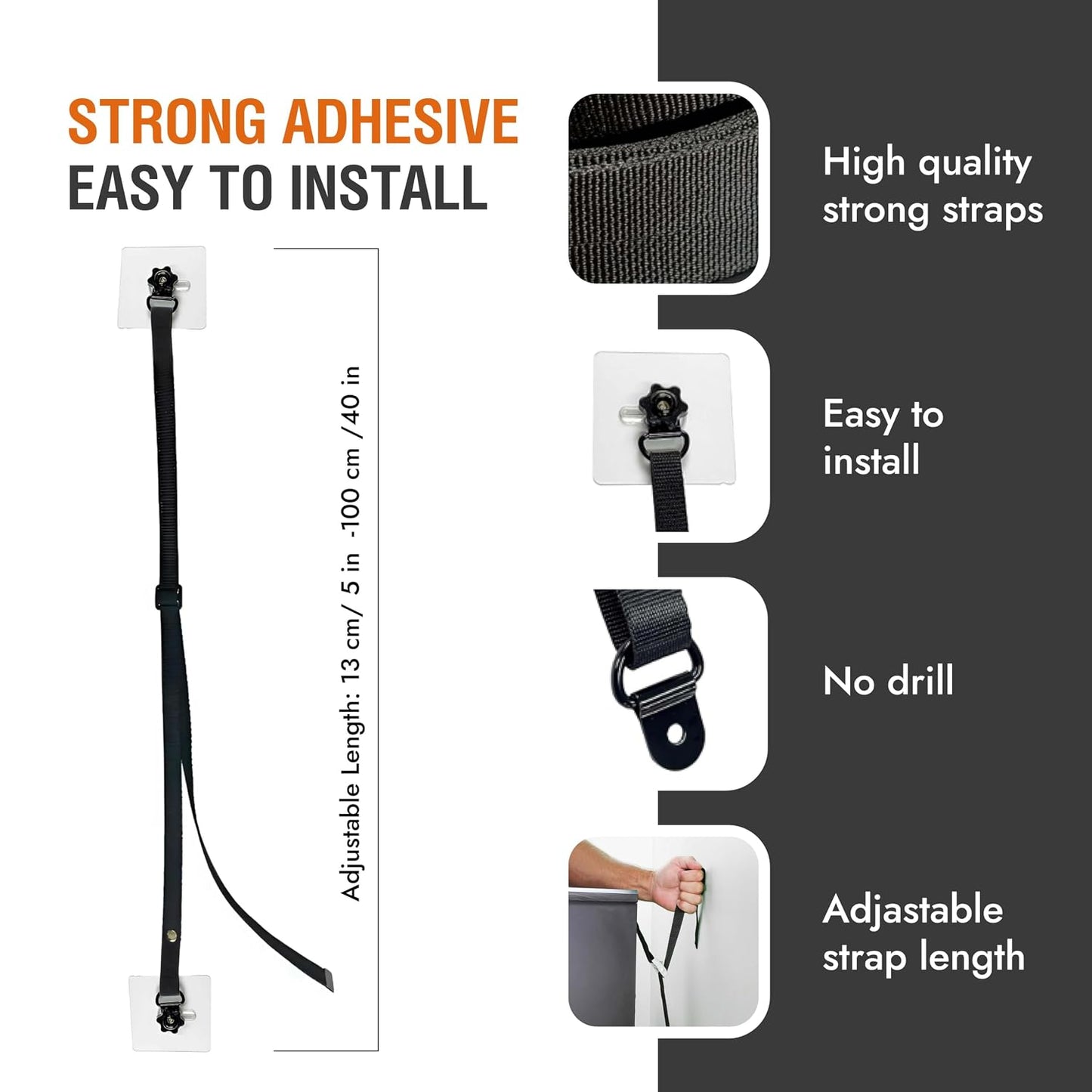 TV Safety Straps - Anti-Tip Furniture Straps for Baby Proofing - Adhesive Non Drill TV Straps Safety for Flat Screen - 2 Pack Adjustable Earthquake Straps - Wall Furniture Anchors for Baby Proofing
