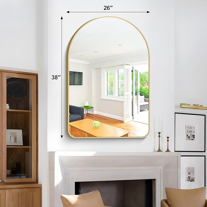 Arched Bathroom Mirror, Wall Mounted Mirror, Vanity Wall Mirror Metal Frame - Image 3