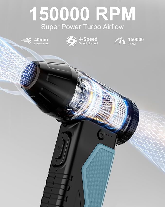 Macson 150000RPM Compressed Air Duster & Air Blower, 3-in-1 High-Speed Electric - Image 2