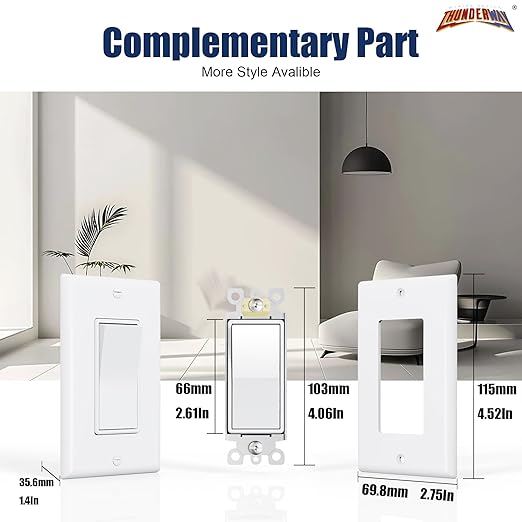 ThunderWay Single Pole Decorator Wall Light Switch - Image 4