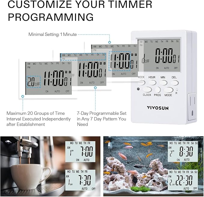 VIVOSUN Digital Timer Outlet 7 Day Programmable Digital Outlet Timer - Image 4