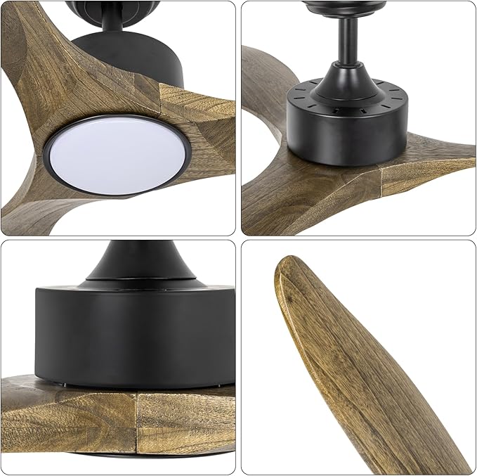 revoici Ceiling Fans with Lights Remote, 52inch Solid Amber Wood Ceiling Fan - Image 5