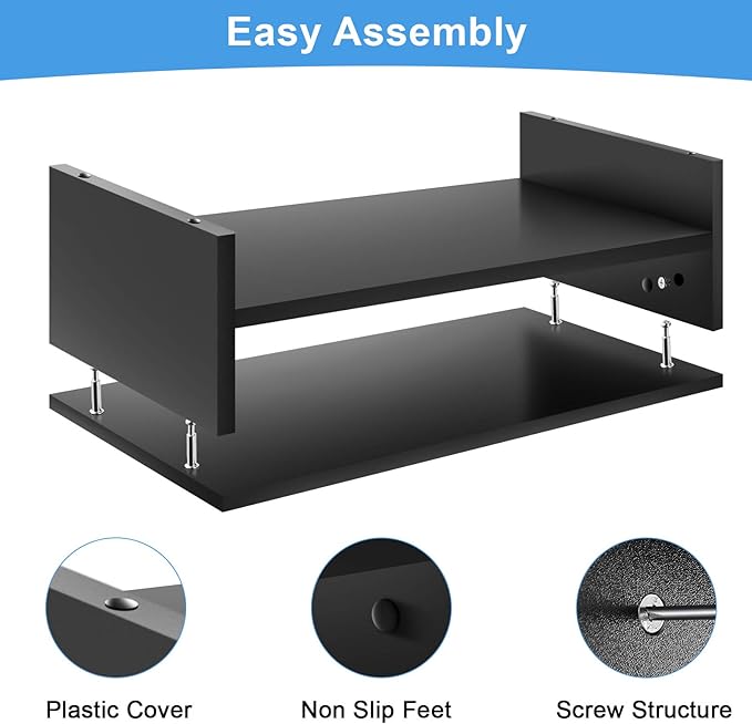 Marbrasse Monitor Stand Riser, 16.5 Inch 2 Tier Computer Printer Shelf Stand - Image 3