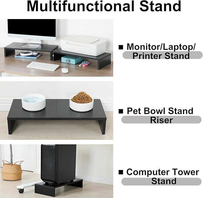 TEAMIX 2 Pack Monitor Stand Riser-20 inch, Keyboard Shelf Organizer Wood - Image 4