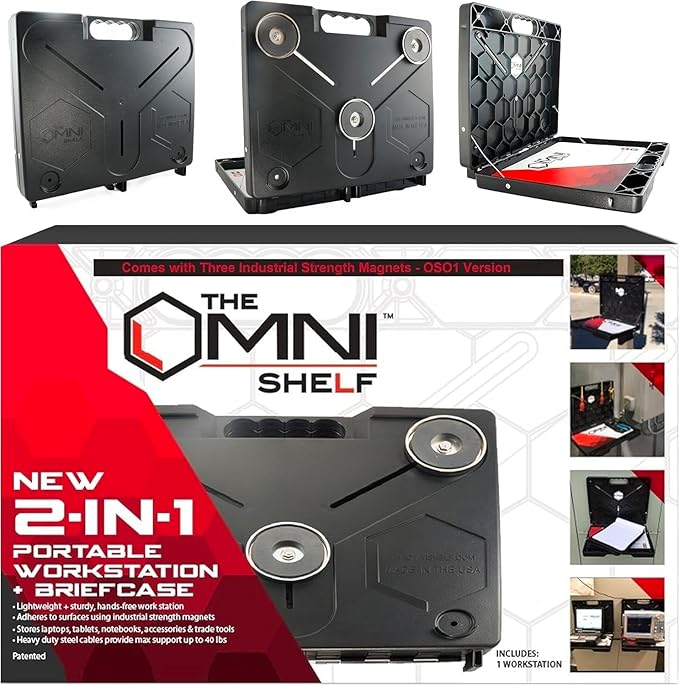 The OmniShelf Portable Workstation, Magnetic Toolbox, Laptop Stand w/ 50 lb by TheOmniShelf
