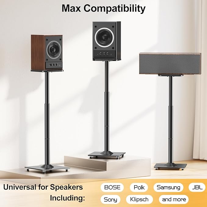 ELIVED Universal Speaker Stands Height Adjustable 28"-37.4", Bookshelf Speaker - Image 3