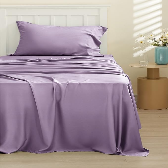 Bedsure Cooling Sheets Twin, Rayon Derived from Bamboo, Breathable & Soft Twin - Image 2