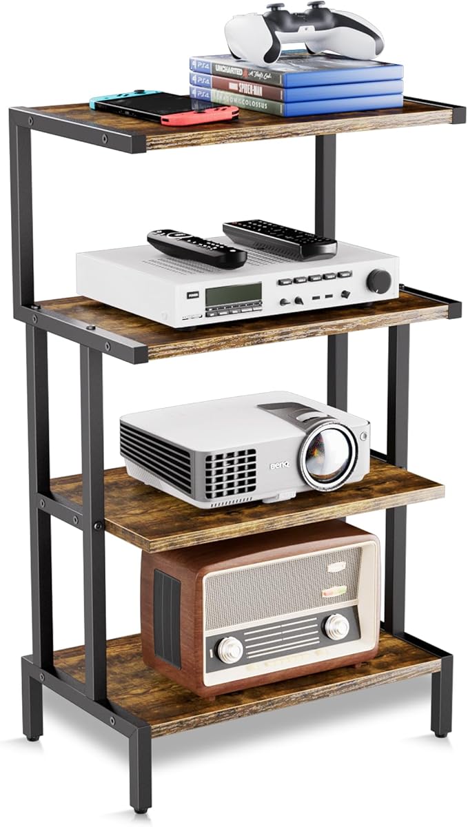 Aquzee Game Console Stands, 4-Tier AV Media Shelf, Stereo Stand, Wood Gaming - Image 9