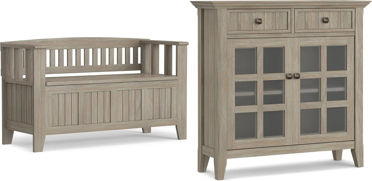 simplihome acadian storage bench and cabinet set in, main product view