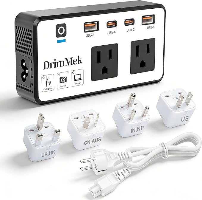 200W Voltage Converter US to Europe, Step Down Travel Power Adapter by DrimMekPowerInverter