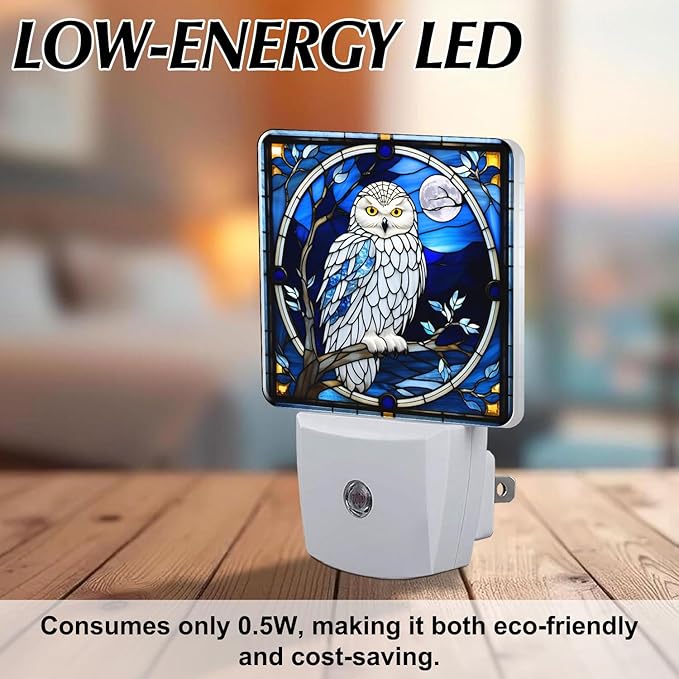 PODMemory Owl Stained Glass Night Lights Plug into Wall - Image 6