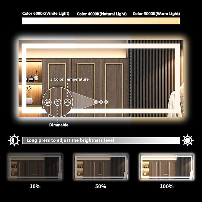 YEELAIT 72x36 Inch LED Bathroom Mirror - Image 4