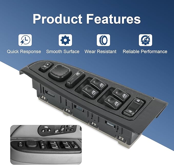 DICMIC Front Driver Side Master Power Window Switch and Door Lock & Black Bezel - Image 4