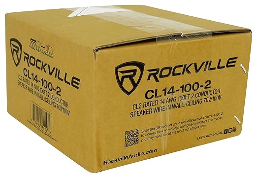 Rockville CL14-100-2 14 AWG 100ft Speaker Wire, CL2 Rated, 70V/100V Compatible - Image 6