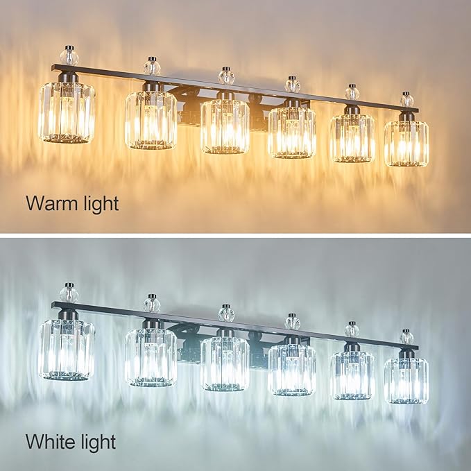 FDPBY Bathroom Vanity Lights 6-Light Plating Black Modern Crystal Vanity Light - Image 2
