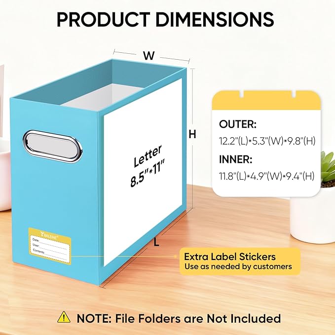 BALEINE File Organizer Box, Cardboard File Folder Organizer - Image 3