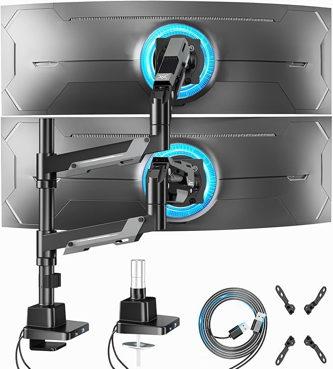 ARES WING Dual Monitor Mount, Adjustable Stacked Monitor Stand by ARESWING
