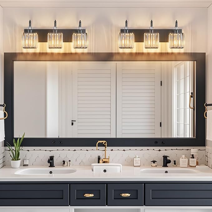 BBLLWJ Modern Bathroom Vanity Light 3-Light Black Crystal Light Fixtures Over - Image 7