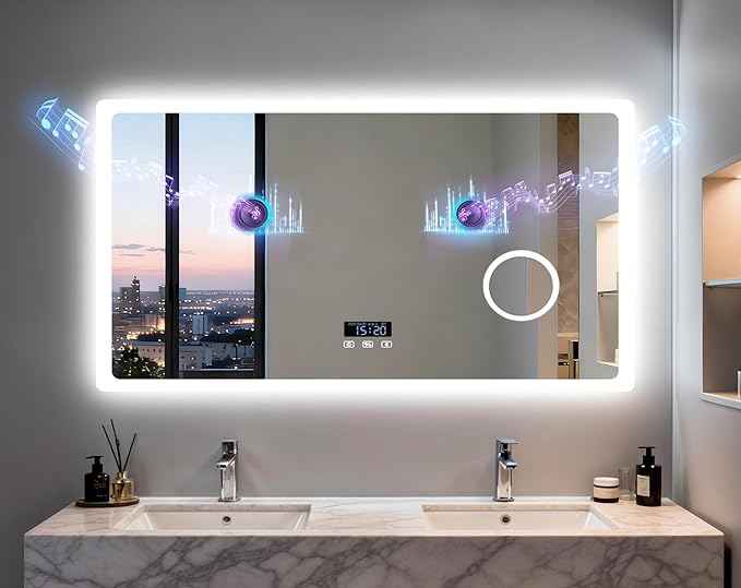 LUVODI Bathroom LED Wall Mirror: 48x24 inch Rectangle Makeup Vanity by LUVODI