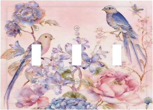 Bvtewkhz Floral Birds Morris 3 Gang Triple Toggle Decorative Outlet Covers by Unknown