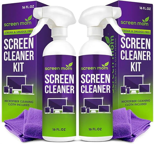 Screen Mom Screen Cleaner Spray and Microfiber Cloth 2-Pack Screen Cleaner by ScreenMom