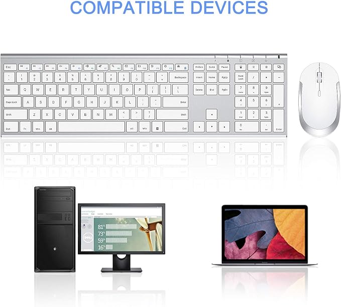 Wireless Keyboard and Mouse, Vssoplor 2.4GHz Rechargeable Compact Quiet - Image 8