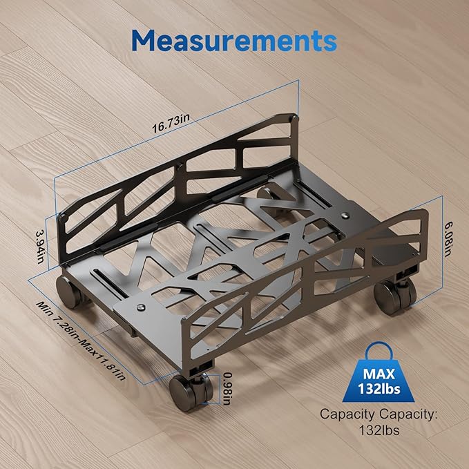 Pholiten Adjustable Computer Tower Stand, 7.28 to 11.81 inch Wide Steel CPU - Image 2