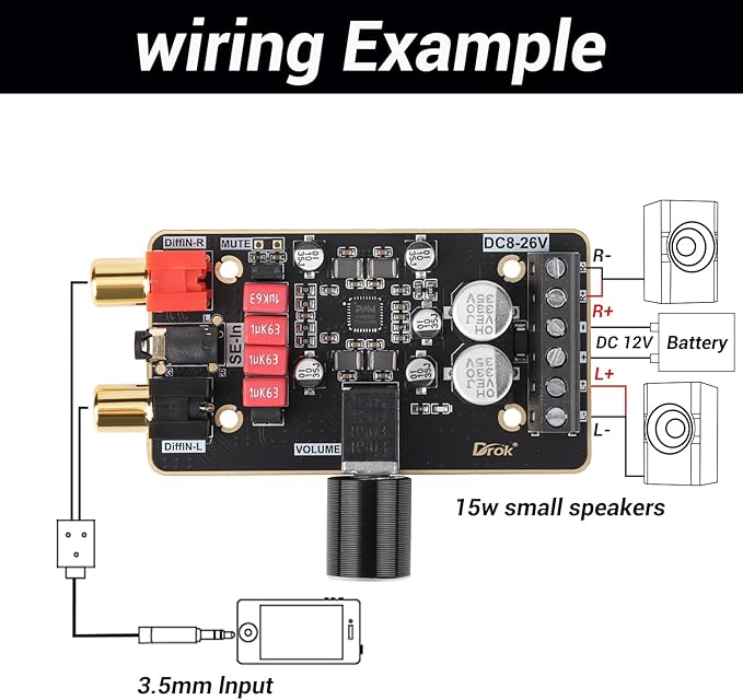 DROK 15W+15W 2.0 2pcs 12V Amplifier Board, Dual Channel Audio Amplifier Board - Image 3