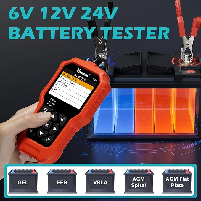 Car Battery Tester 6V 12V 24V VDIAGTOOL BT500, 5-3000 CCA Battery Load Tester - Image 3