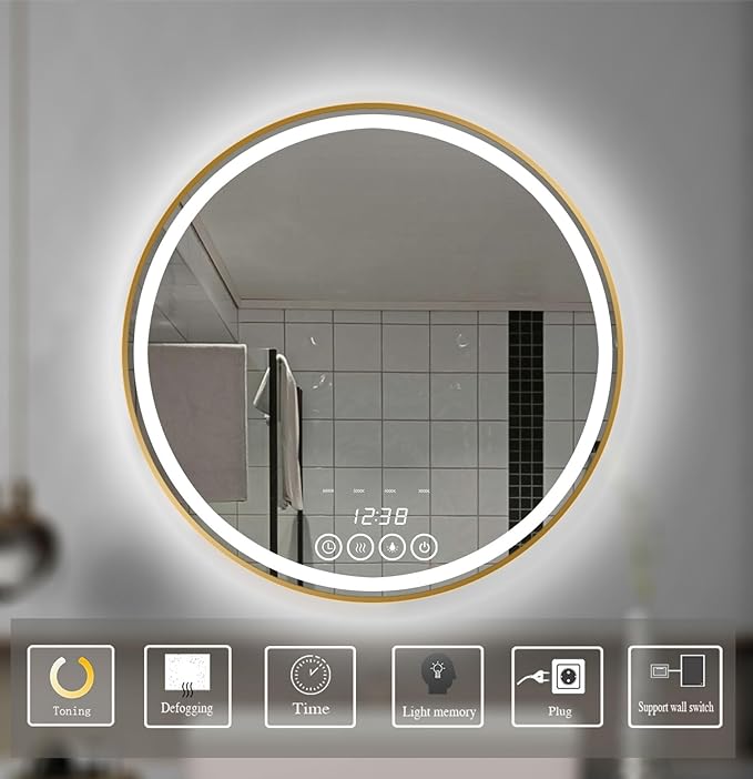 28 Inch Wall-Mounted Round Bathroom Mirror - Image 6