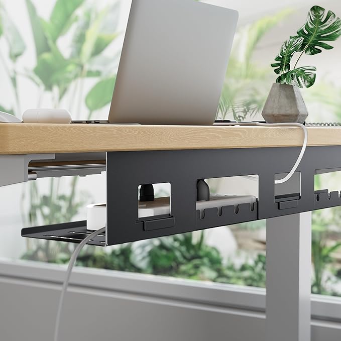 PEGZONE Under Desk Cable Management Tray, 31.5 Inches Metal Cord Organizer Rack - Image 3