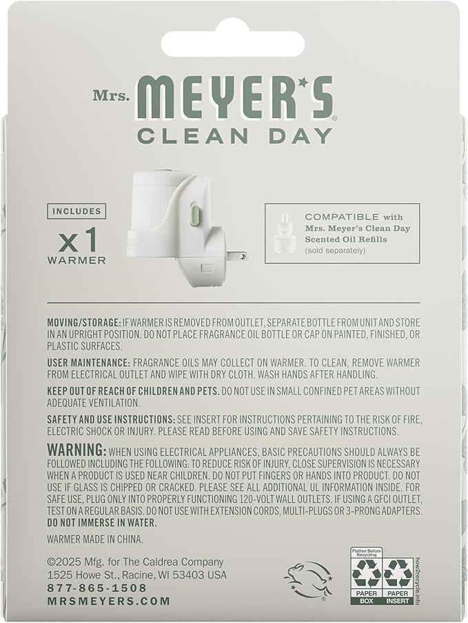 MRS. MEYER'S Clean Day Premium Scented Oil Diffuser, Wall Plug in Air Freshener - Image 2