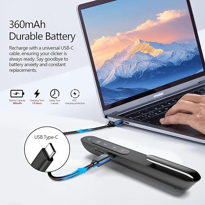Norwii Rechargeable Bluetooth Presentation Clicker, Wireless Presenter - Image 3