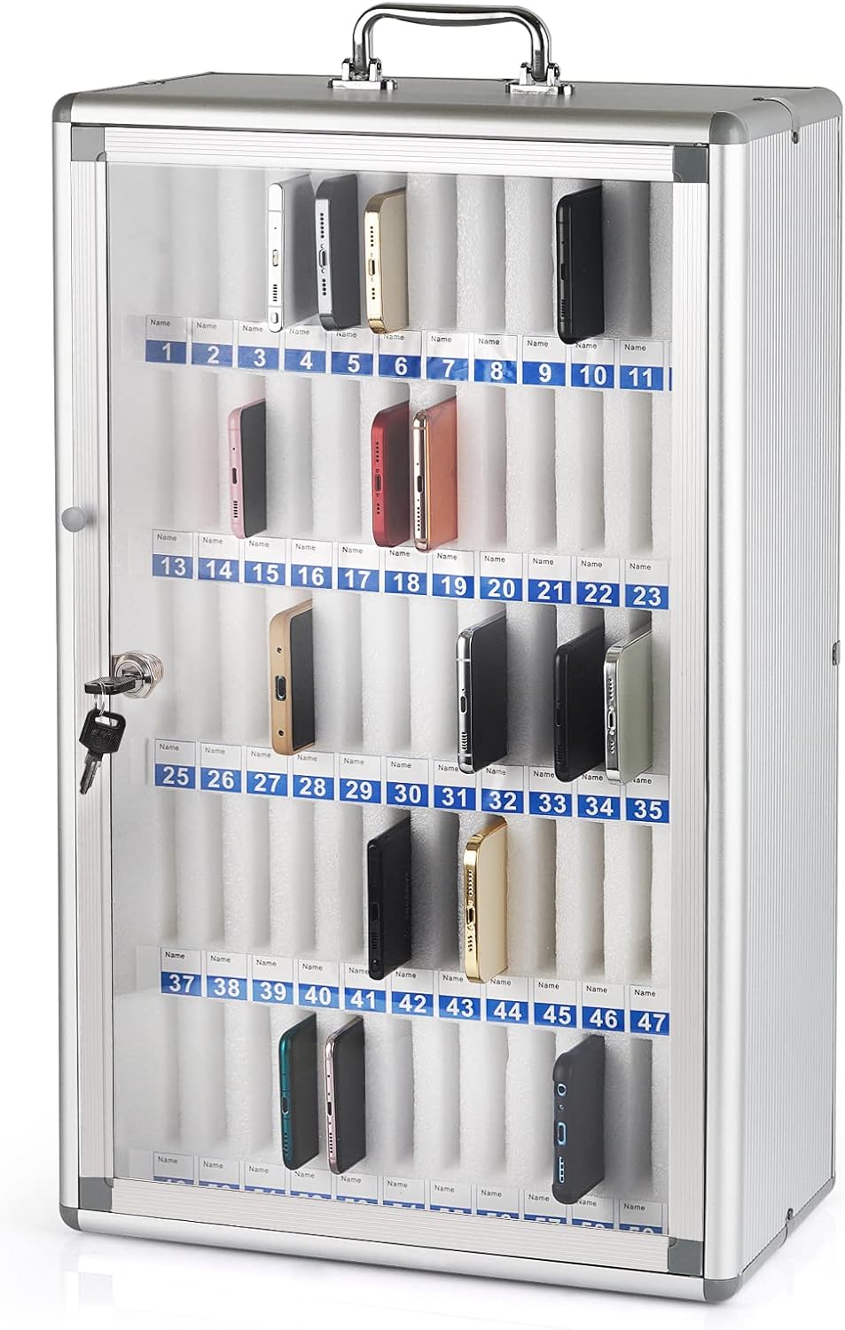 60 slots aluminum alloy cell phone locker, phone, main product view