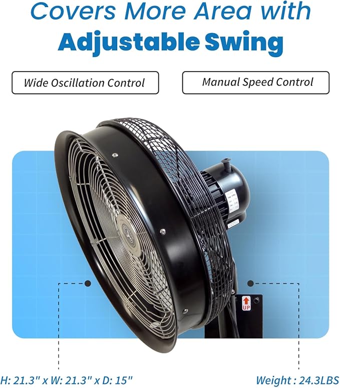 HydroMist F10-14-011 18 Inch Mounting Bracket Outdoor Oscillating Fan - Image 2