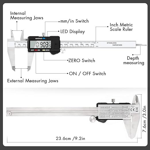 Simhevn Electronic Digital Caliper Measuring Tool, Stainless Steel Vernier - Image 8