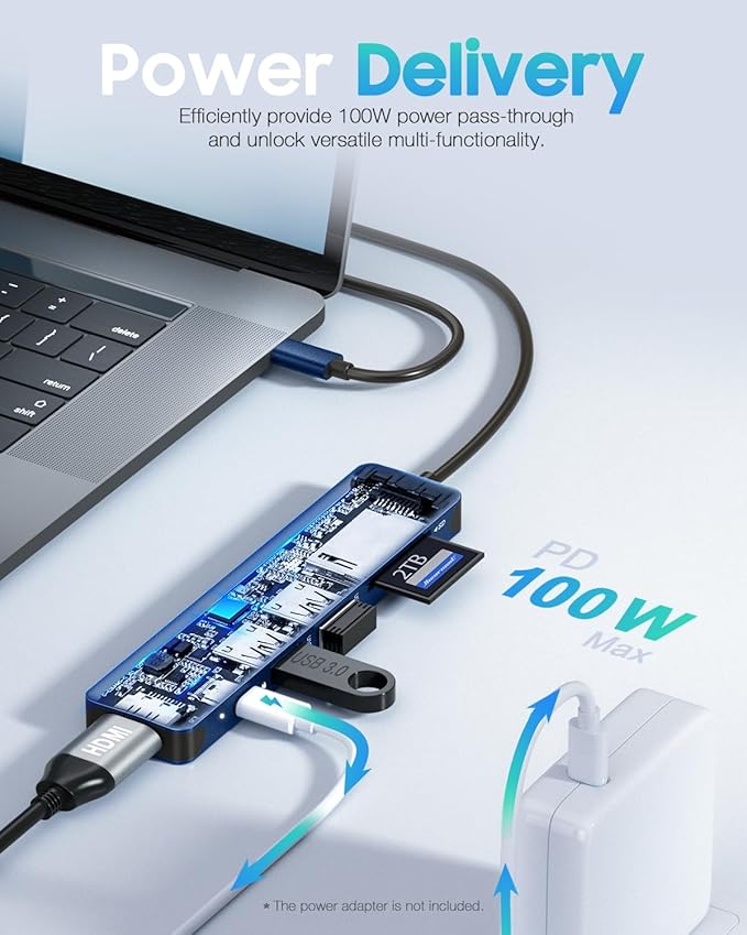 Hiearcool USB C Hub for MacBook Air/Pro, 7-in-1 USBC Adapter Multiport - Image 3