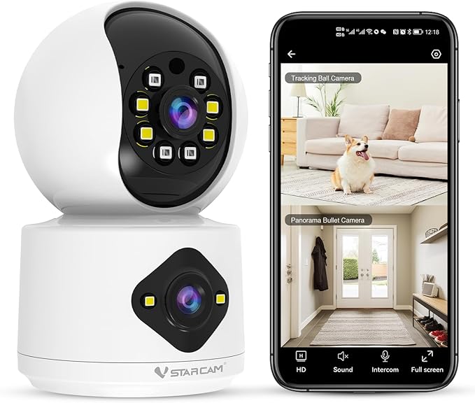 VSTARCAM 2K+2K Cameras for Home Security Indoor, Dual Cameras, 360° Pan-Tilt by VSTARCAM