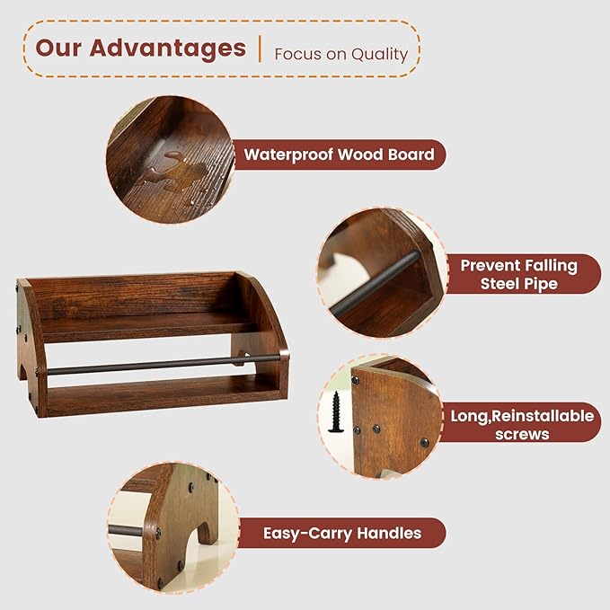 Rustic Wooden Countertop Organizer Brown - Image 5
