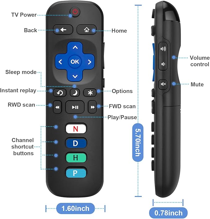 Replacement RC280 RC282 fit for TCL-Roku-TV-Remote-Control, Universal TV Remote - Image 6