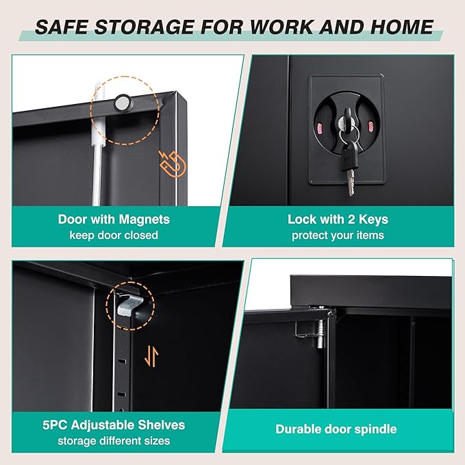 SISESOL Small Metal Storage Cabinet - Image 6