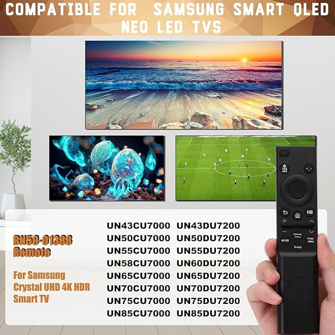 BN59-01388A Remote for Samsung Crystal 4K UHD CU7000 DU7200 Series Smart TV - Image 5