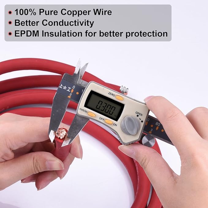 Shirbly 2 Gauge Battery Cable, 10FT Red + 10FT Black 2 AWG Pure Copper Wire - Image 3