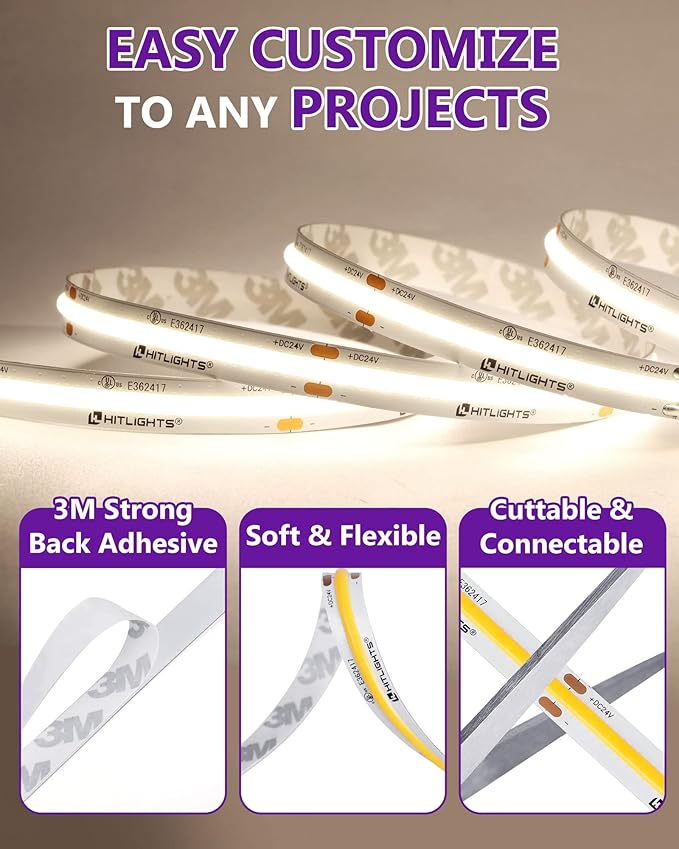 HitLights COB LED Strip Lights Neutral White 4000K, 32.8ft Premium High Density - Image 6