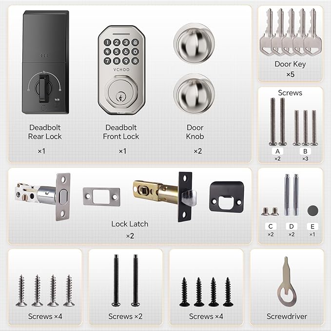 VCHOO Keyless Entry Door Lock Set WiFi Smart App Control Door Lock - Image 9